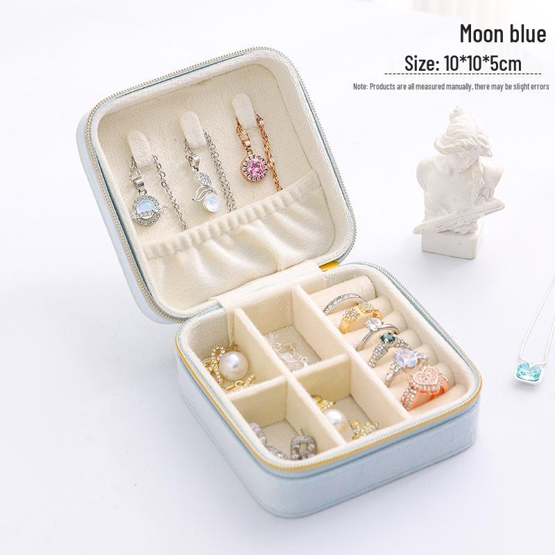 Vintage Samt Oval Schmuckaufbewahrungsbox mit Reißverschluss - Mini Tragbare High-End Verpackung