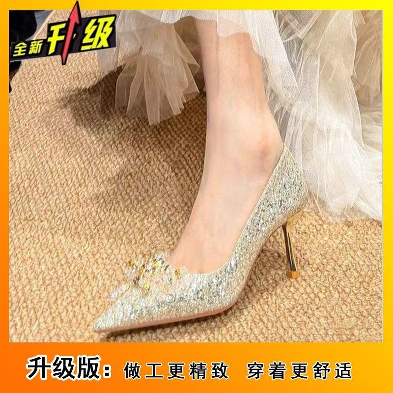 

Женские туфли-лодочки на шпильке с мелким вырезом, весенне-летняя новая модная универсальная и удобная женская обувь на высоком каблуке с острым носком 40