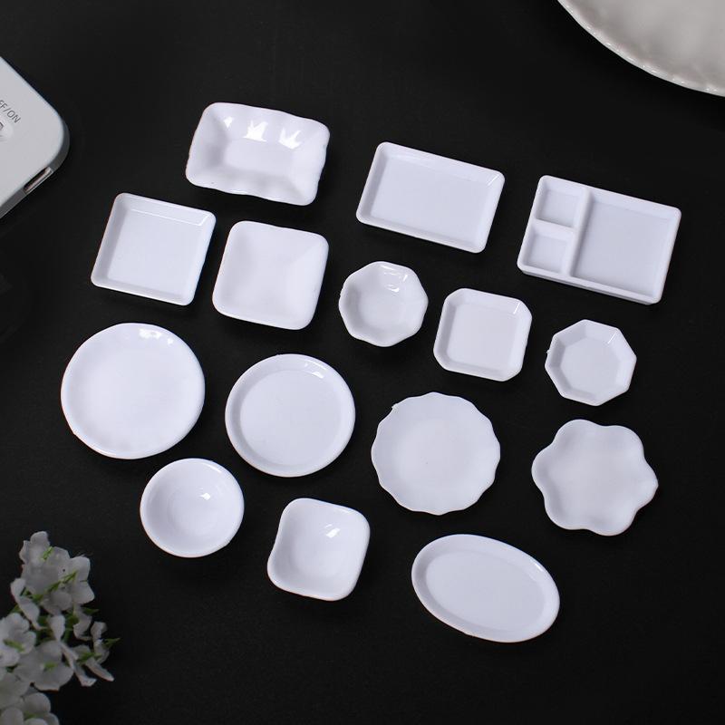 5Pcs Dollhouse Simulation Plates Tray Set Dollhouse Mini Kitchen Tableware Decoration For 1/12 Dollhouse Decoration