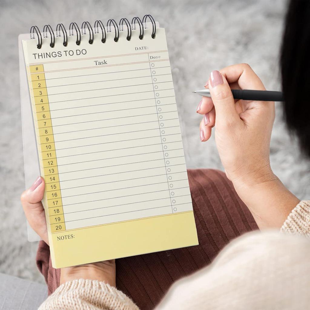A5 Spiral-Tagesplaner Notizbuch: Wöchentliche To-Do-Liste, Notizen, Tagesplan, Liniert, Englischer Text, Mehrfarbige Hülle.