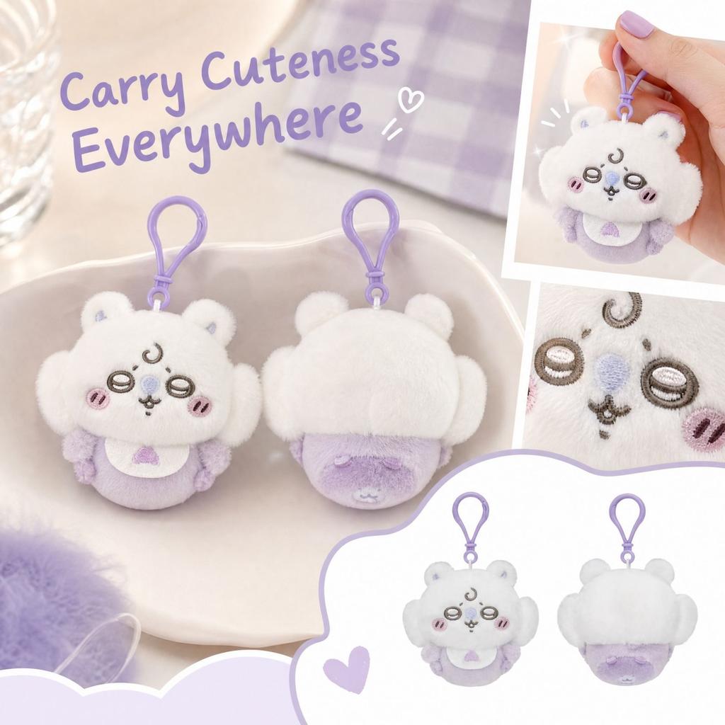 Cute Plush Keychain Pendant Soft Stuffed Toy Charm for Backpack Purse