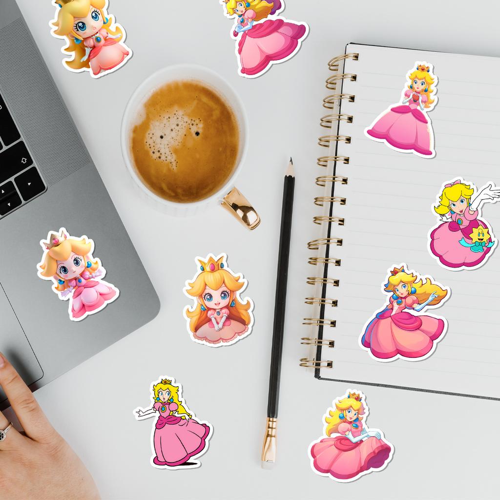 50 Cartoon Peach Princess Graffiti Stickers, Water Cup, Luggage, Waterproof Decorative Stickers, Cute Princess Stickers