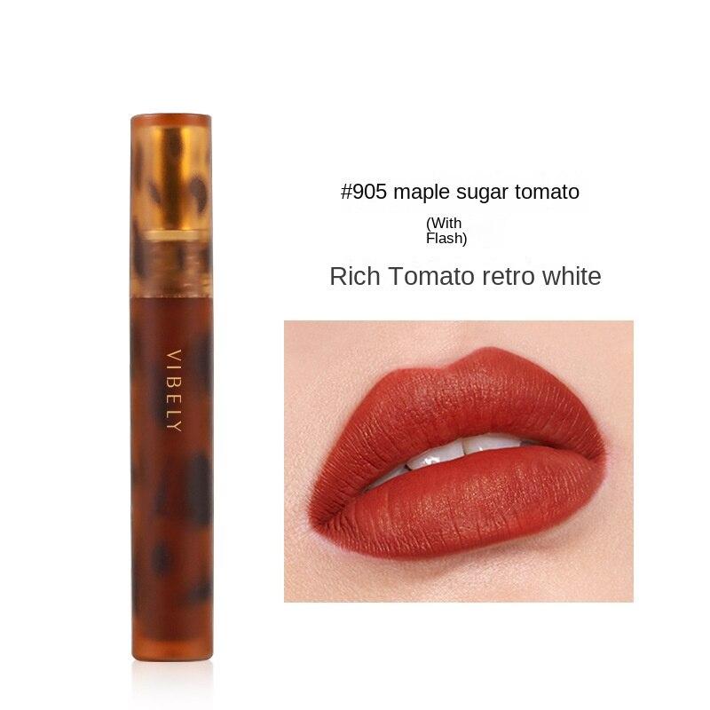 VIBELY Matte Amber Lip Glaze Non-Stick Lipstick Amber Leopard Lip Glaze