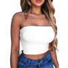 Women Sexy Solid Color Strapless Cropped Mini Bustier Slim Elastic Tube Top
