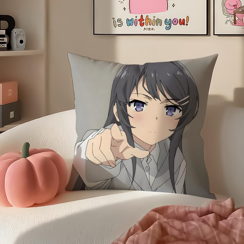 Anime melancholic MMai SSakurajima Sexy Cushion Cover Pillowcase Short Plush Invisible zipper Room Sofa Cushion Cover