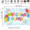 Mocsicka Welcome Home Backdrop Light Blue Radial Stripe Colorful Balloons Photography Background Family Party Celebration Banner