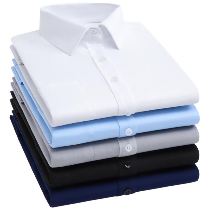 Men's Long Sleeve White Shirt - Professional Business Attire for Spring, Summer, and Autumn