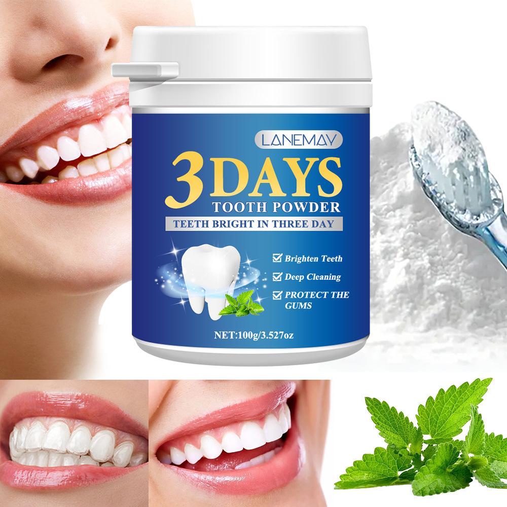 Polvere Dentifricia Sbiancante Pulisce Profondamente le Macchie sui Denti, Rinfresca l'Alito, Sbianca i Denti e Protegge le Gengive. Polvere Dentifricia Sbiancante 100g
