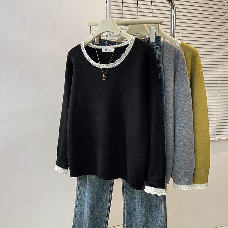 

Plus Size Women s Long Sleeve Knit Sweater - Gentle, Slimming, and Stylish 4XL (Recommended 180-200 jin) чорний