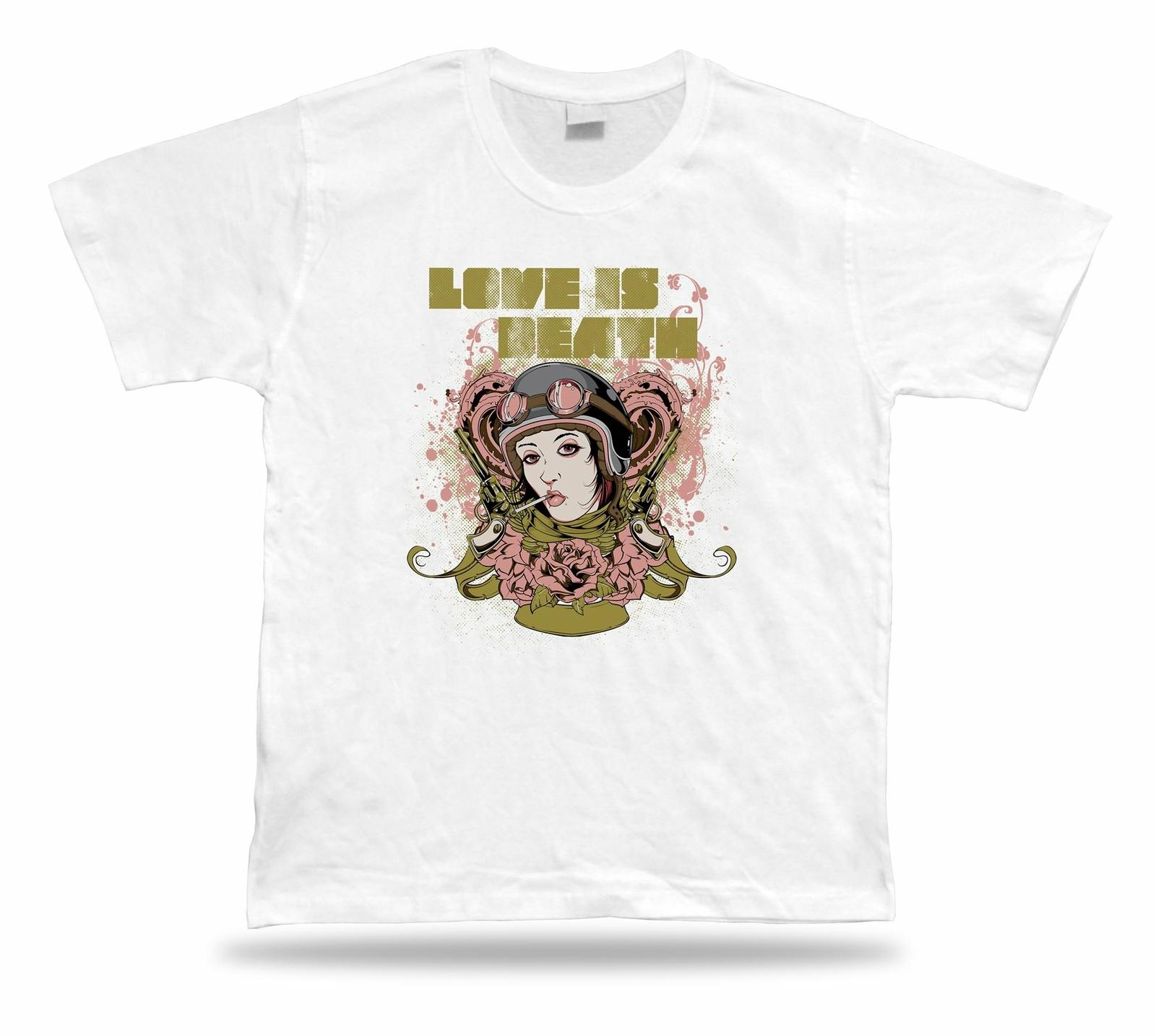 Tshirt Tee Shirt Birthday Gift Idea Love Death Pistol Helmet Retro Lady Emblam S разноцветный