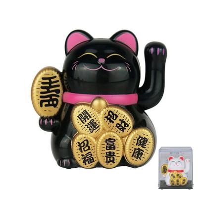 Wealth Waving Hand Cat Chinese Lucky Cat Cartoon Ornament Cute Waving Arm Beckoning Fortune Cat For Home Office Decoration