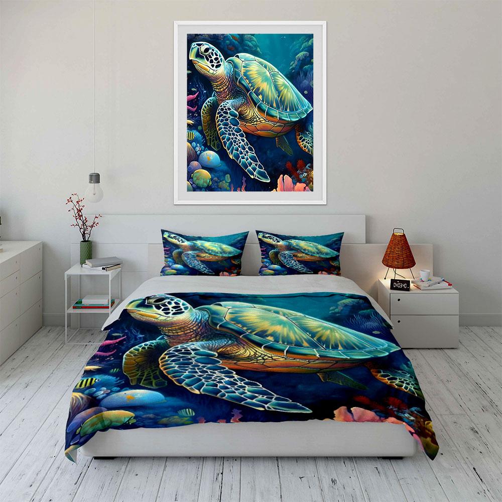 Sea Turtle Ocean Bedding Set Bedding Duvet Cover Set Duvet Cover Pillowcases (1 * Duvet Cover 2 * Pillowcases, Without Duvet Insert)
