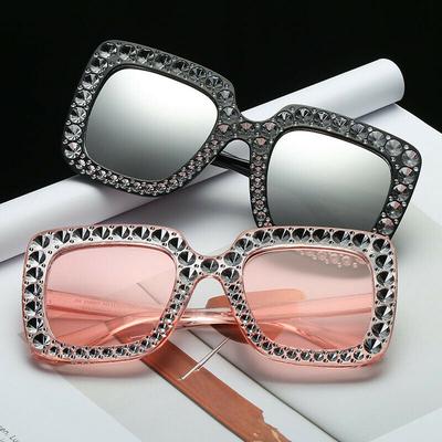 Shining Imitation Diamond γυαλιά ηλίου Γυναικεία τετράγωνα υπερμεγέθη γυαλιά μόδας Γυναικεία γυαλιά ηλίου καθρέφτης