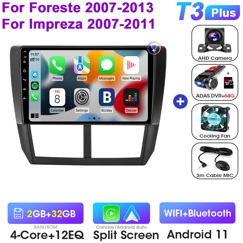 Android 12 Car Radio For TSubaru Forester 3 SH 2007-2013 For Impreza GH 2 Din Carplay Auto Intelligent Systems Smart Autoradio