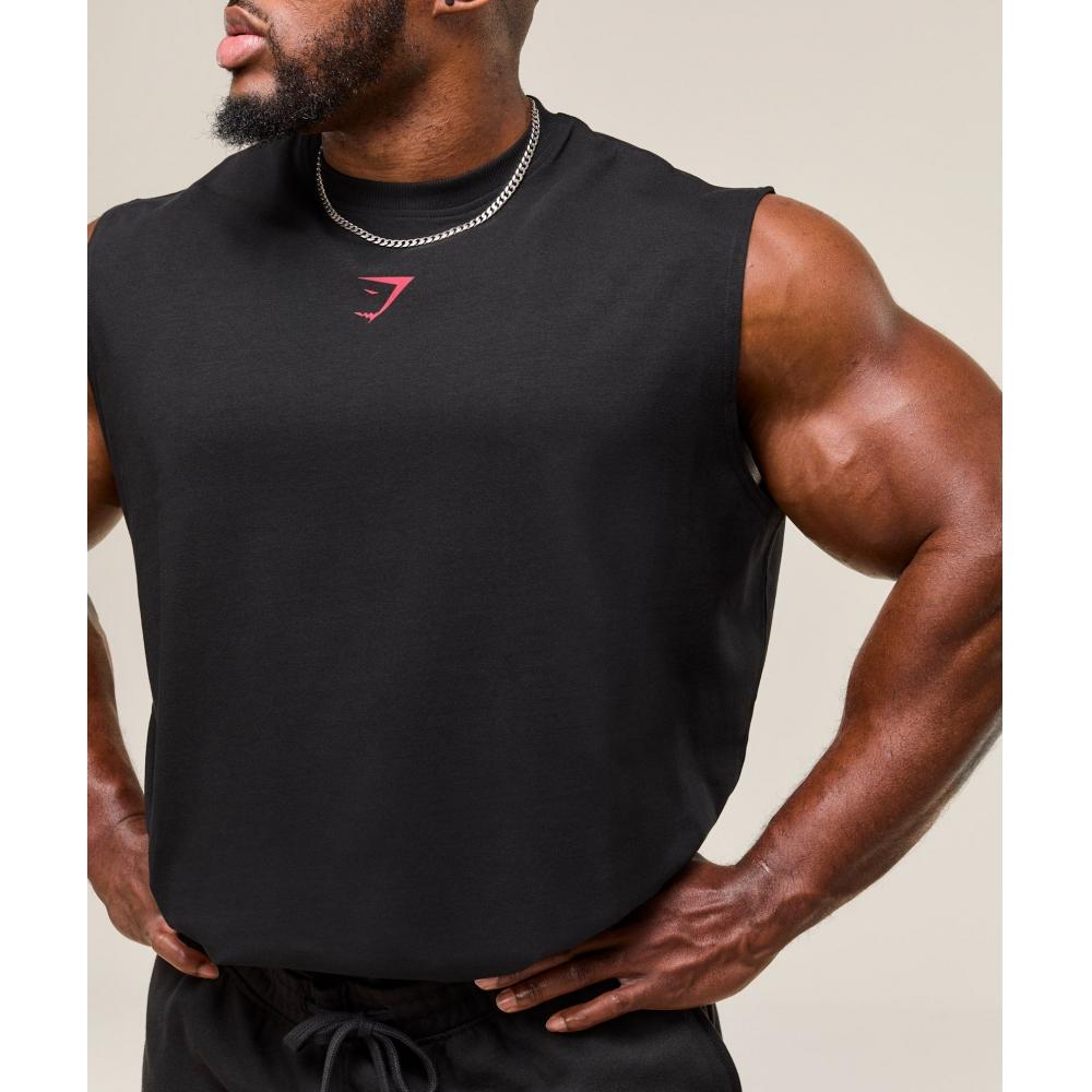 Gymshark Power Cut Off Tank Black Conditioning Red A2c9m Bc1d