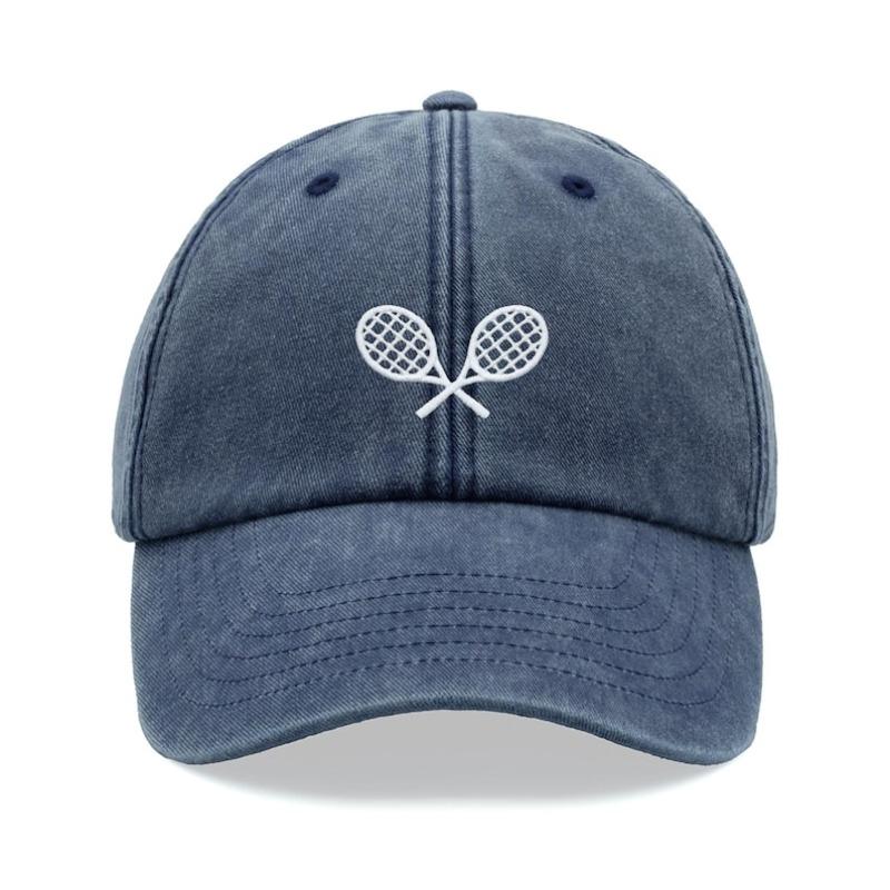 

1pc Tennis Racquets Crossed Retro Washed Baseball Caps for Men,outdoor Leisure Unisex Adjustable Driver Cap for Holiday Festival Adjustable синий