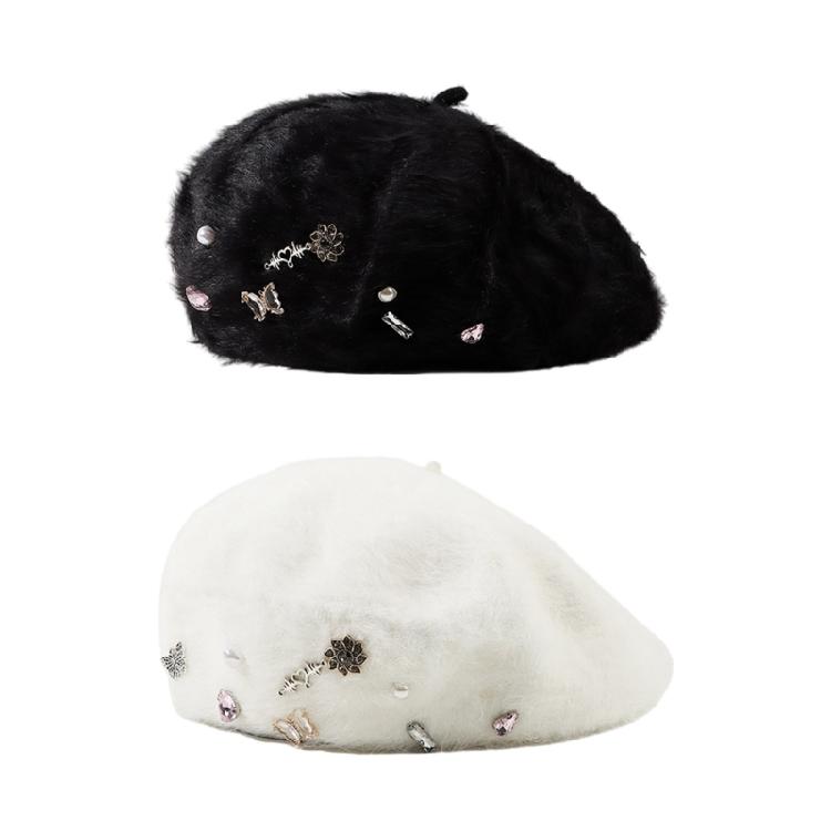 Pearls Stylish Cabbie Hat for Men Hat Furry Vintage Cabbie Caps Unisex Headwear Autumn Winter Hat for Daily Wear