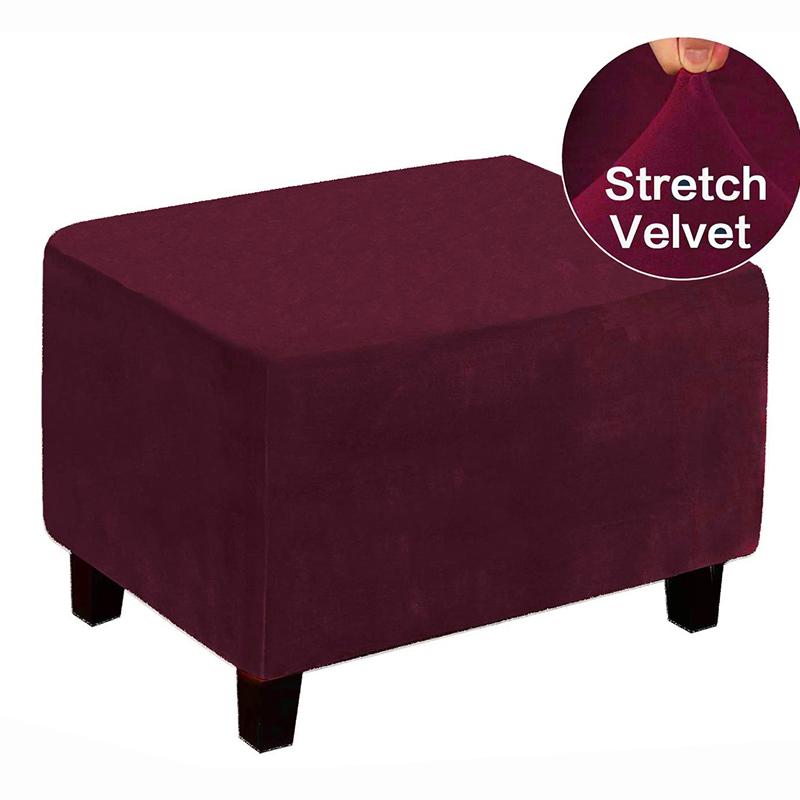 1 Stück Fußhocker-Schutz Einfarbig Samt Stretch Waschbar & Abnehmbar Bankhockerbezug Rechteckig Elastische Überwürfe