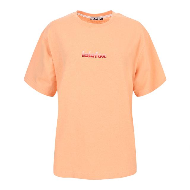 LALAFOX Lala Embroidered T-Shirt Short Sleeve T-Shirt Orange Br2Ch023