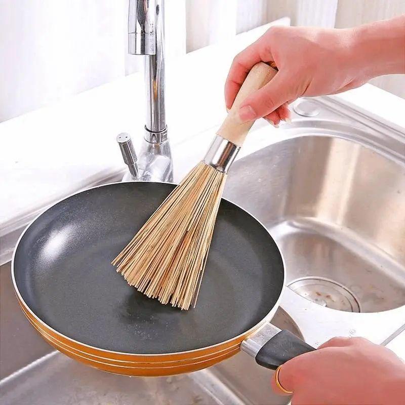Bamboo Long Handle Kitchen Pot Brush