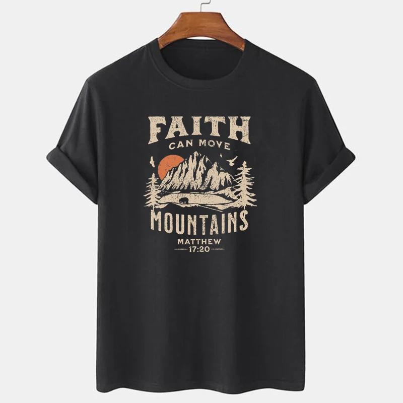 Women Vintage Bible Verse Inspirational T Shirts Mountain Jesus Faith Graphic Tees Cute Religious Tops Retro Christian Apparel