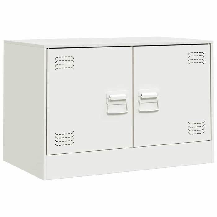 VidaXL Meuble TV blanc 67x39x44 cm acier, banc TV, meuble télé, meuble multimédia, buffet TV, meuble hifi, centre de 841641