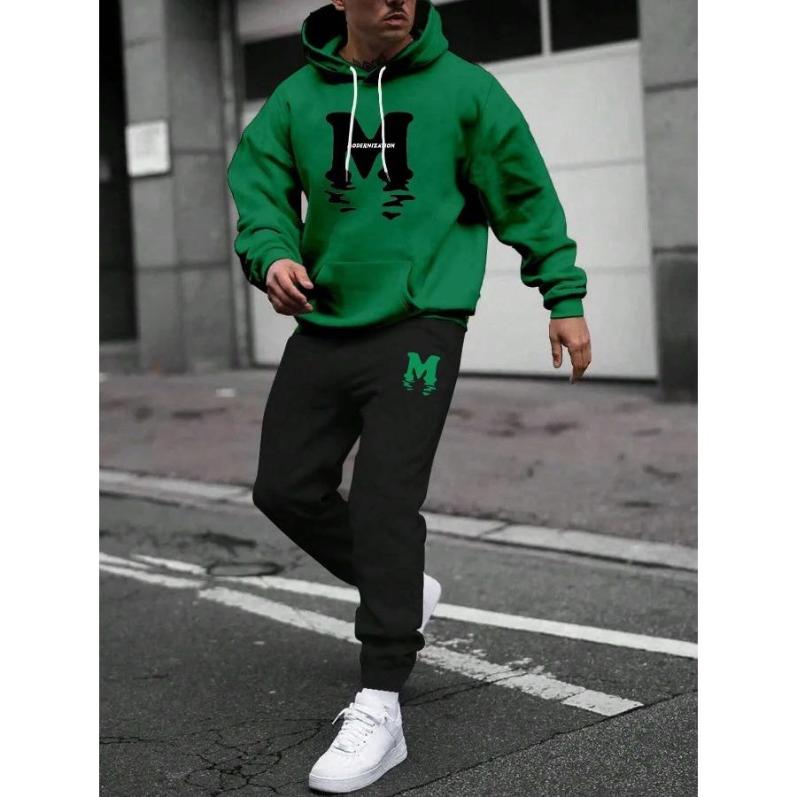 Herbst Winter Zweiteiliges Set für Männer Kordelzug Damen Trainingsanzug mit Kapuze Qualität Bequemer Casual Pullover Mode Täglich