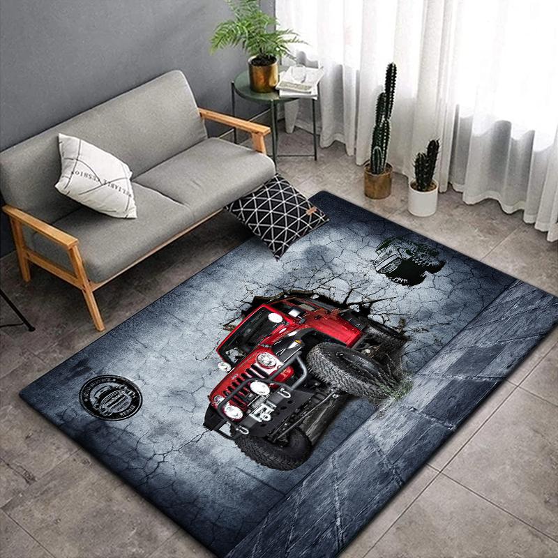 3D Vintage Car Area Rug Large,Carpet Rug for Living Room Bedroom Sofa Decoration,Doormat Kitchen Non-slip Floor Mat Picnic  Camp