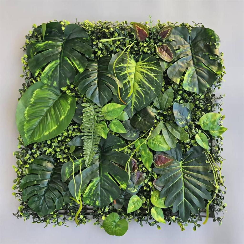 50×50cm Artificial Green Plant Wall - Plastic Vertical Garden, Fake Flower Wall, Synthetic Turf Background