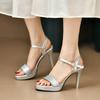 Gold Glitter High Heel Sandals for Women Summer 2024 Ankle Strap Platform Pumps Sexy Stiletto Heeled Party Shoes Zapatos Mujer