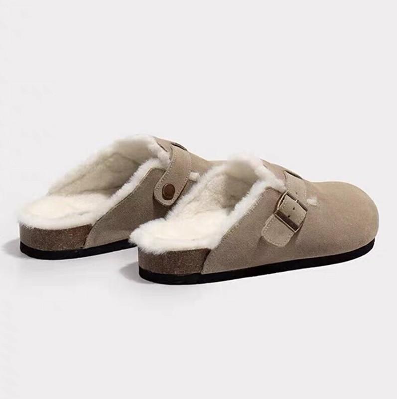 Comwarm Fur Klompen voor Dames Heren Winter Thuis Kurk Muiltjes Fuzzy Pantoffels Korte Pluche Aardappelschoenen Binnen Buiten Warm Zuecos Mujer