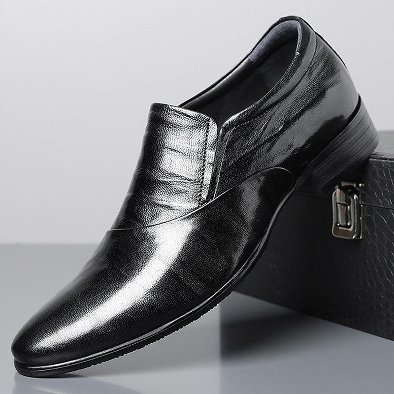 2026 New Low-heeled Business Shoes for Men Black Spring Summer Leather Shoes Male Fashion Casual Dress Shoe Man