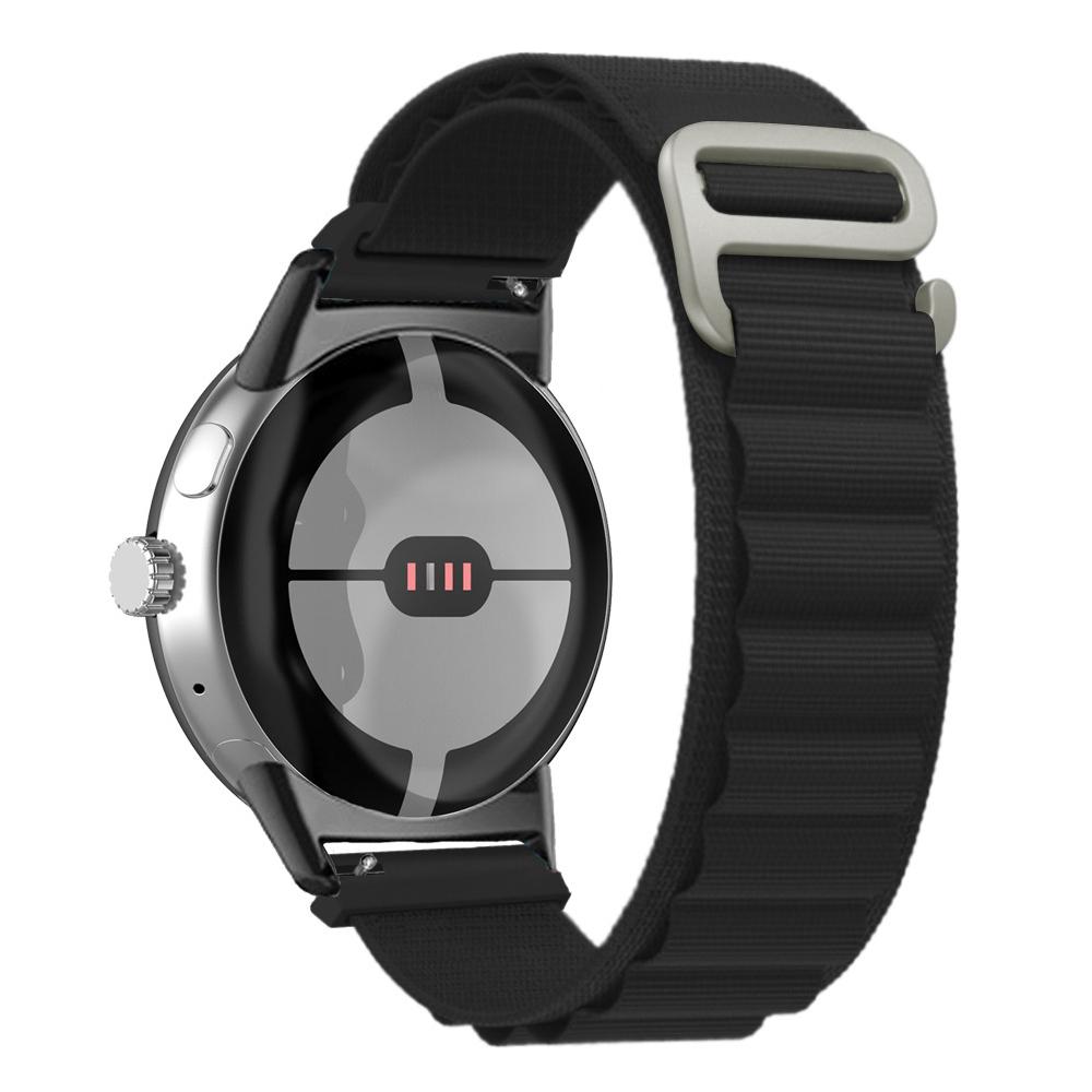 

For Google Pixel Watch 3 41mm/Watch 2/Pixel Watch Nylon Sport Wrist Strap Metal G-Hook Adjustable Watch Band with Black Connector Brilliant Red