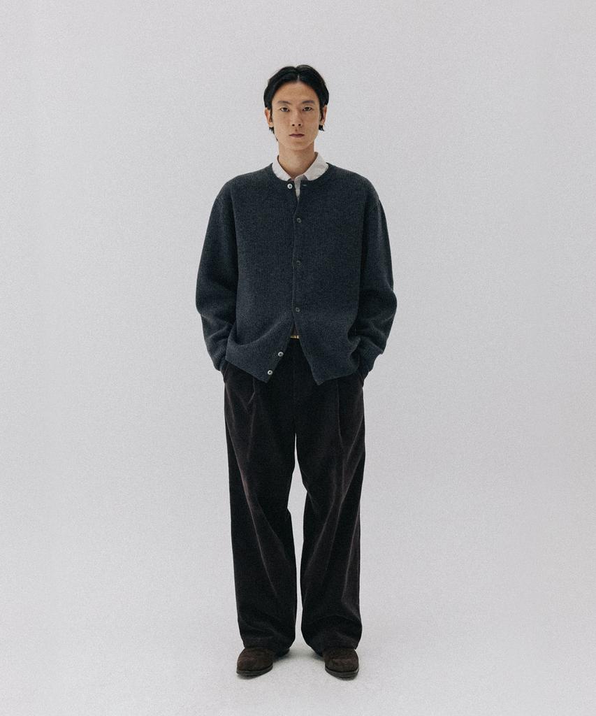 Blankroom Bold Round Cardigan_Melange Charcoal