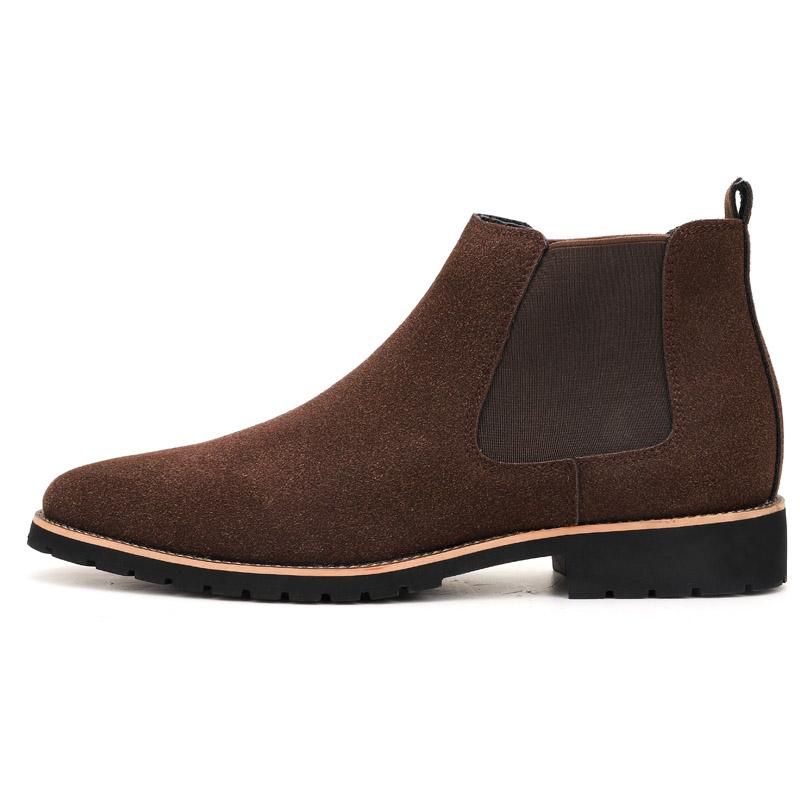 Soft Suede Leather Chelsea Boots Men New Fashion Men Ankle Boots Fashion Slip On Business Dress Footwear Formal Male Basic Boots