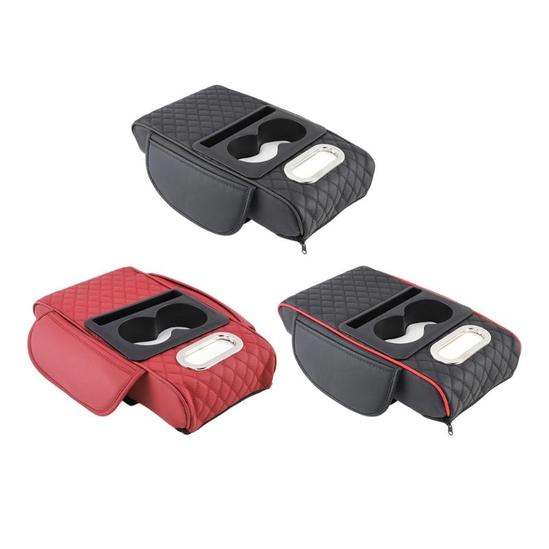 Ergonomic Support Leather Car Console Pad Height Adjustment Waterproof for Long Drive Comfort No Tool Required Setups