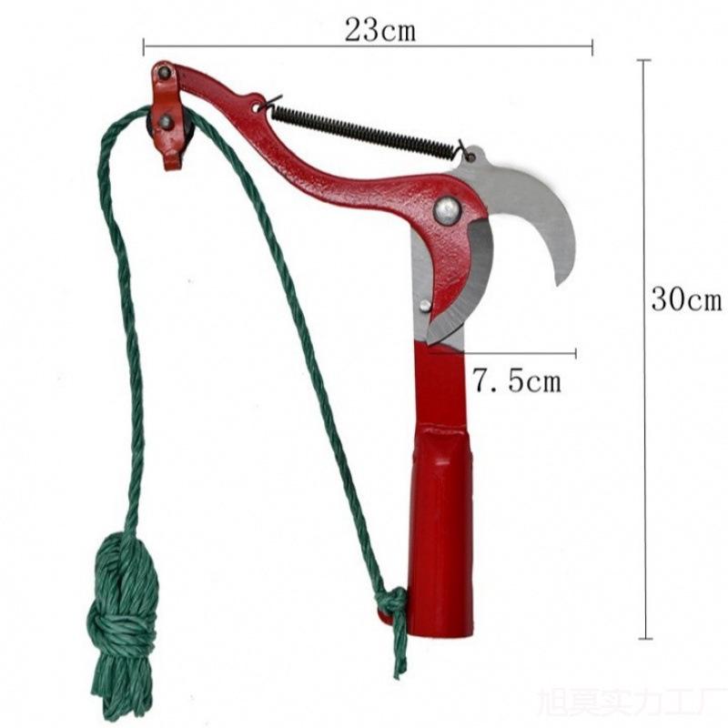 Telescopic High-Altitude Bent Head Pruning Shears with Sturdy Steel, Long-Reach Handle, and Labor-Saving Pulley Design for Gardening.