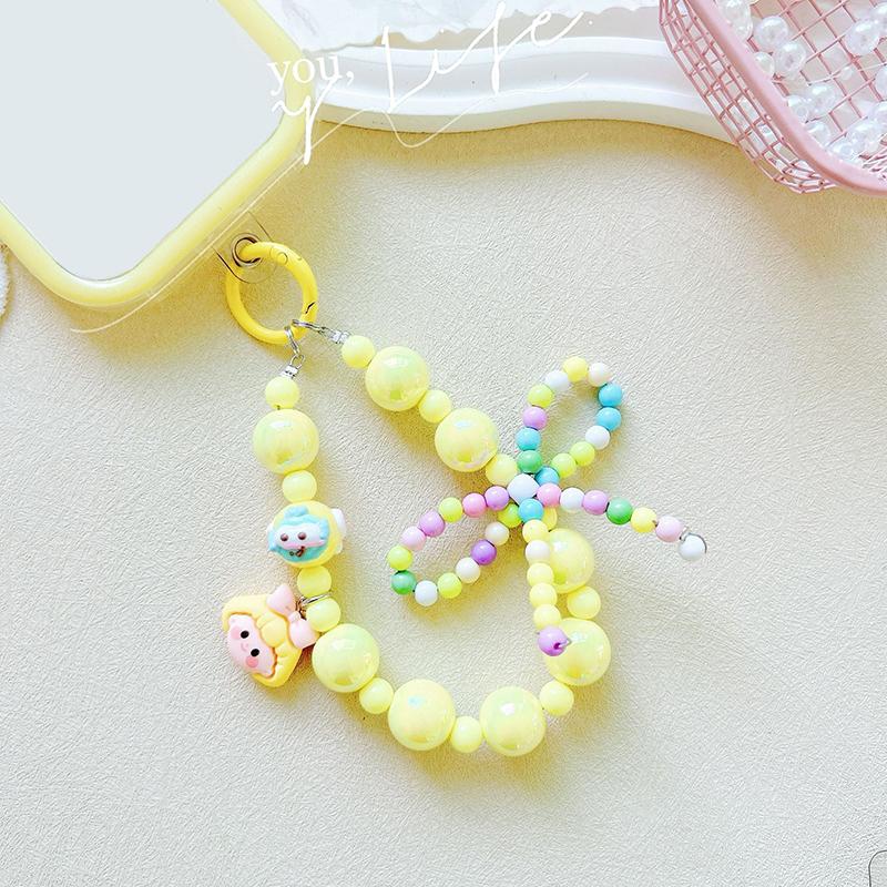 

Симпатичні намистини з бантом, ланцюжок для телефону, брелок, мила дівчина, анти-загублений ремінець, браслет, футляр для навушників, шарм, сумка, декор жовтий