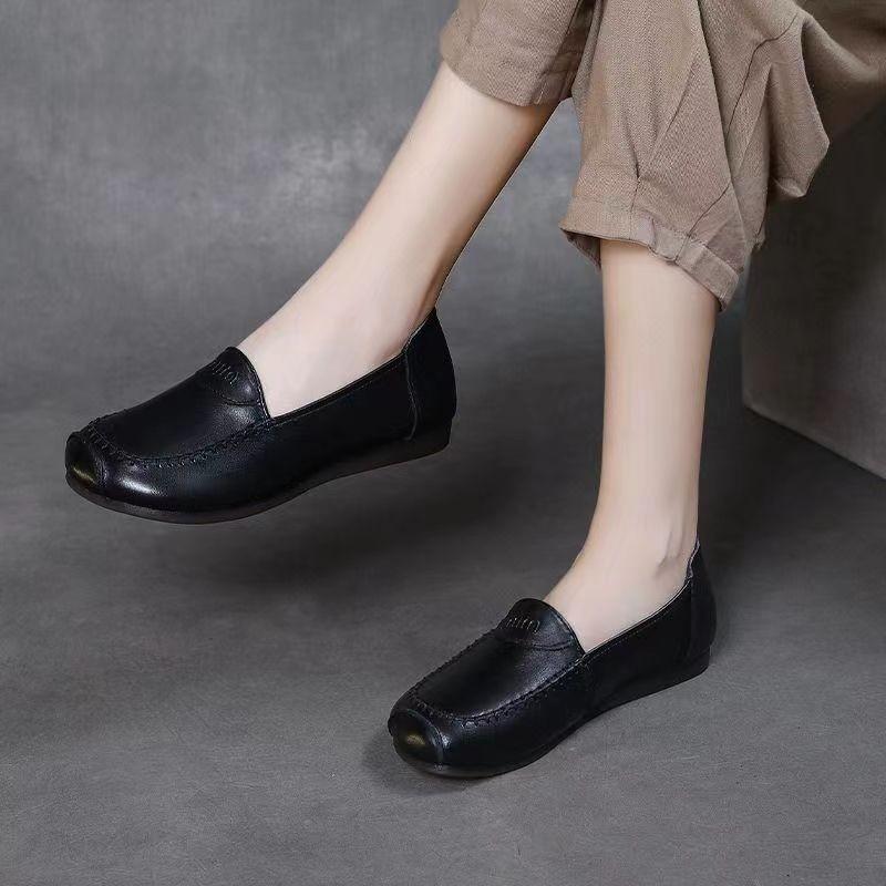 

Осень 2025 года, новые туфли с одной педалью, мягкой подошвой, нескользящие, для мам среднего и пожилого возраста, универсальные туфли Doudou на низком каблуке и плоской подошве 41 чёрный