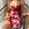 Summer Women's Floral Print Sling Nightgown Backless High Waist Sexy Short Home Dress Breathable Lightweight Soft Stylish Pajamas for Female