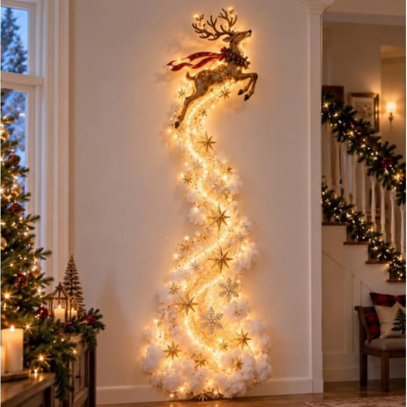 Glowing Christmas Door Hanger Festive Wall Decor Wooden LED Light Ornament