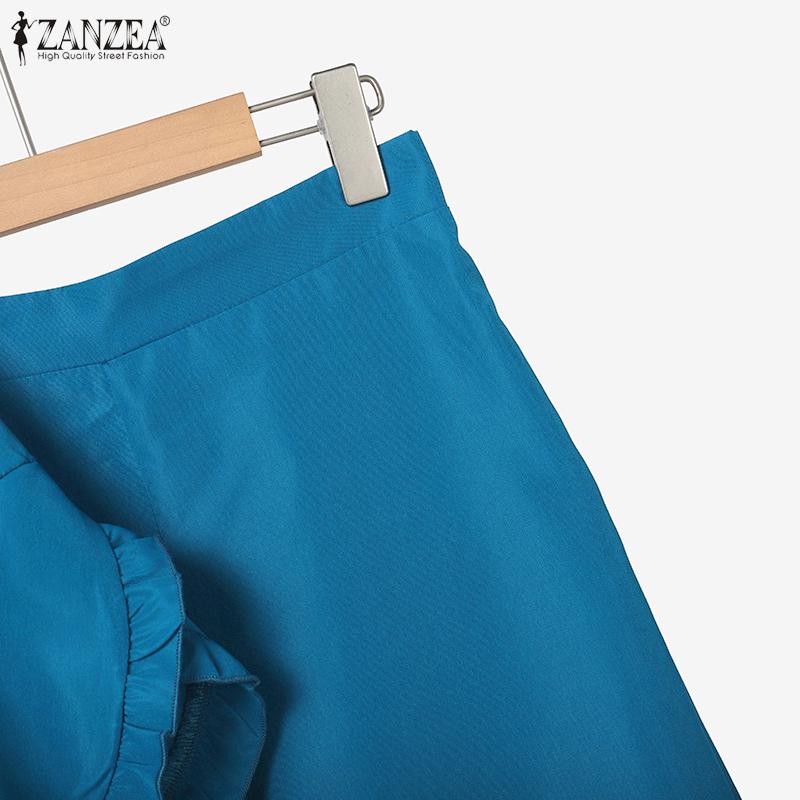 ZANZEA Women Half Sleeve Blouse and Pants Casual Two Piece Suit Sets