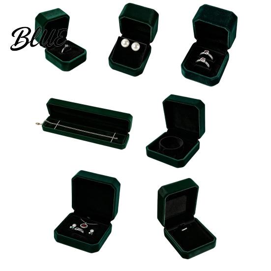 Velvet Jewelry Box High-end Storage Green Flip Suede Box Dark Cover Hard Case Scratch-Proof Shock-Proof Organizer for Travel Magnetic