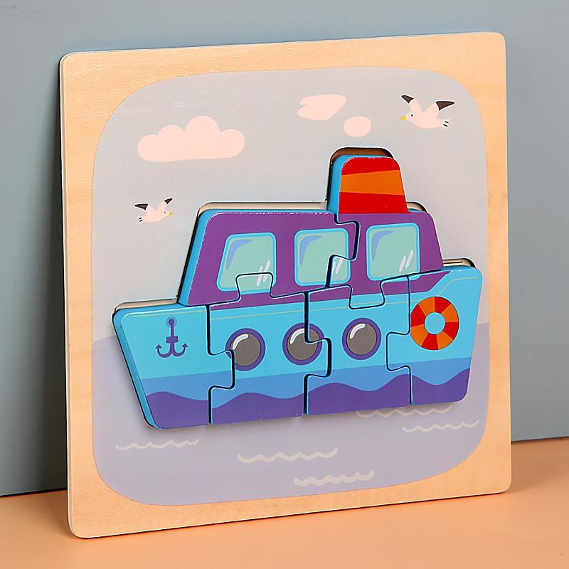 Puzzle Wooden 3d For Giraffe Airplane Animal Shapes Parentchild Interactive Play