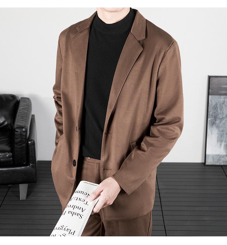 Men's Trendy Harajuku Long Sleeve Notch Lapel Casual Suit Coat for Autumn/Winter