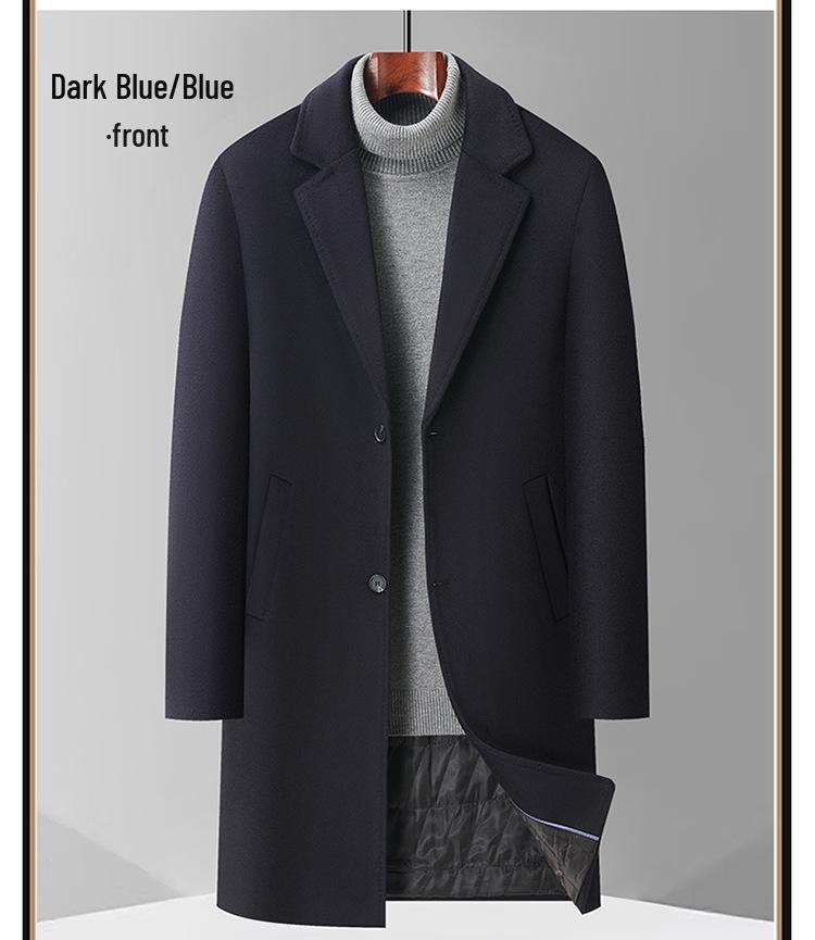 Men's Thickened Wool Trench Coat - Mid-Length, Autumn/Winter Business Style