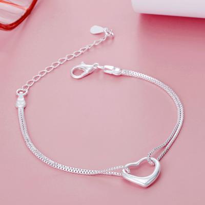European and American Fashion Plated 925 Silver Love Couple Girls Bracelet Jewelry