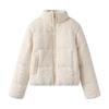 Women   Knit Stand Collar Cropped Puffer Jacket Full Zip Warm Padded Winter Outerwear