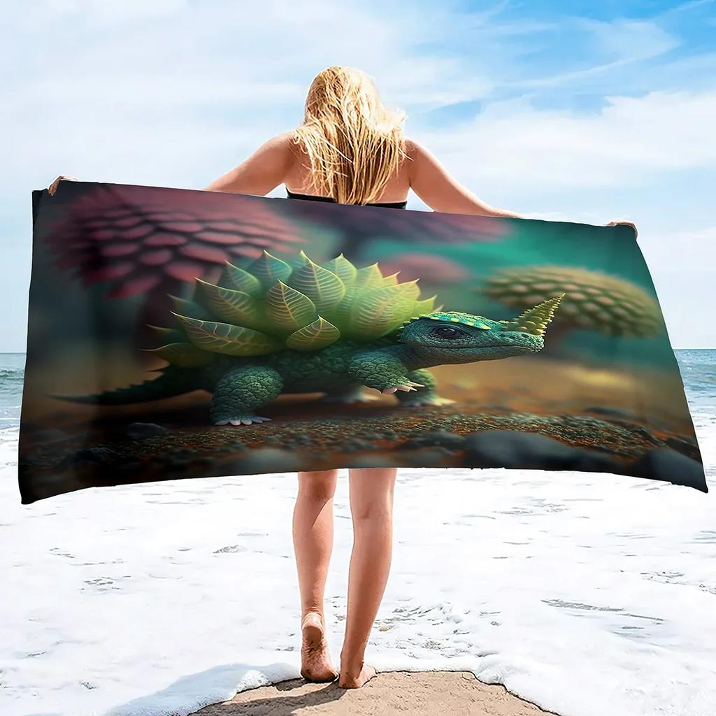 Dinosaur Beach Towel, Dinosaur Towel for Kids Microfiber Bath Towel Poncho Bathrobe,Quick Dry Beach Blanket Sand Proof Towels