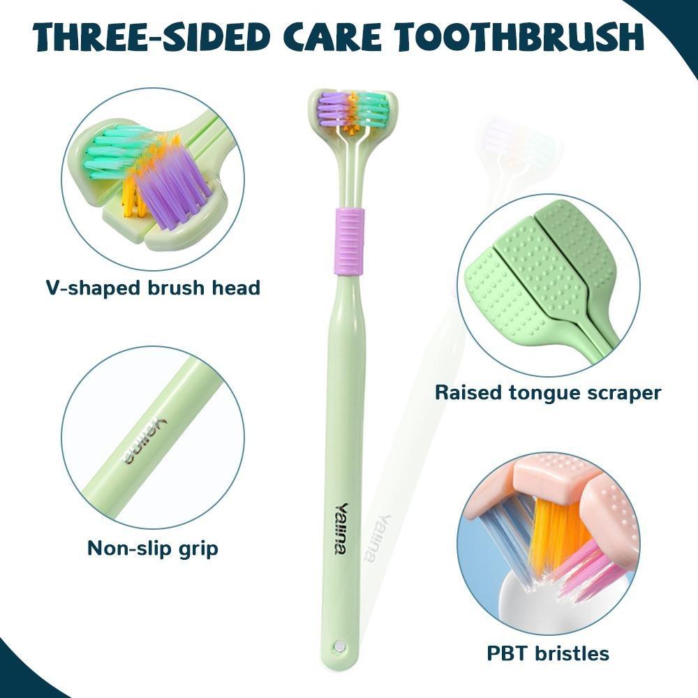 1PC 360 Degree Three-sided Soft Bristle Toothbrush Oral Care Safety Toothbrush Teeth Deep Cleaning Portable Travel Dental Oral Care